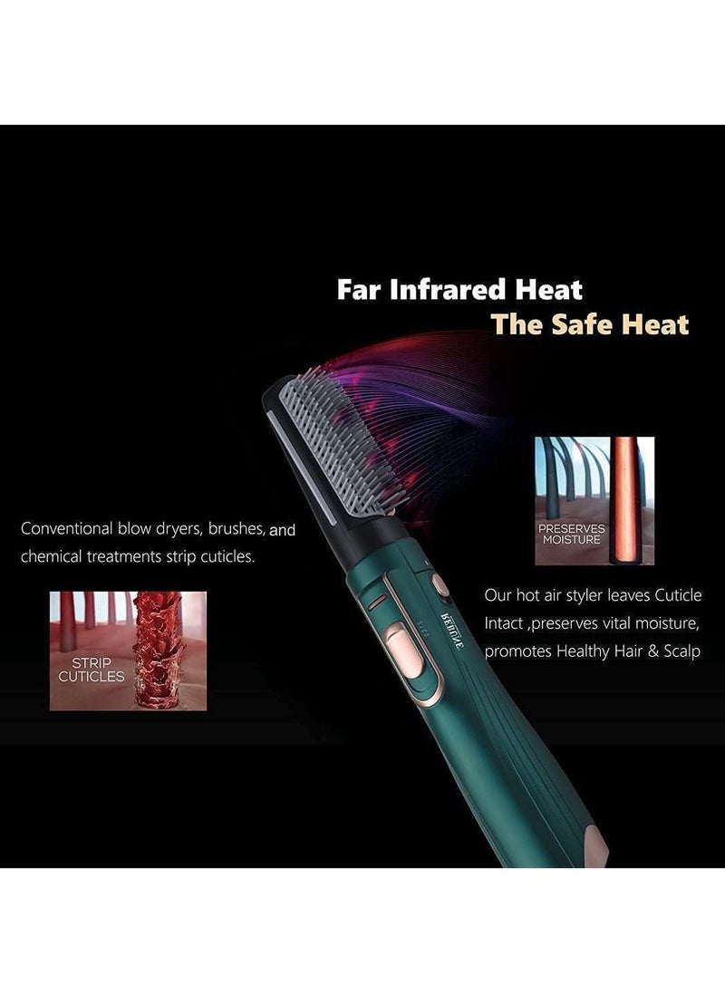 RE-2025-21200W Hot Air Styler Hair Electric Brush Fast Heating (3s) Hair Styler with 2 Brush - Green