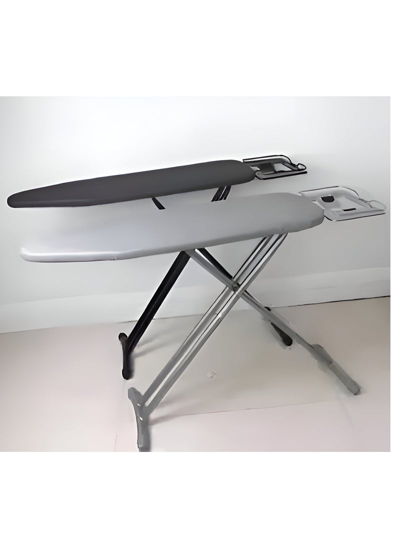 Strong 110x30cm Wobble Free Ironing Board , Adjustable Height, Foldable with Slicone Paded Iron Rest, Heavy Duty 32mm and 25mm Metal Frame, Space-Saving for Home, Laundry Room, Dorm Use – Grey