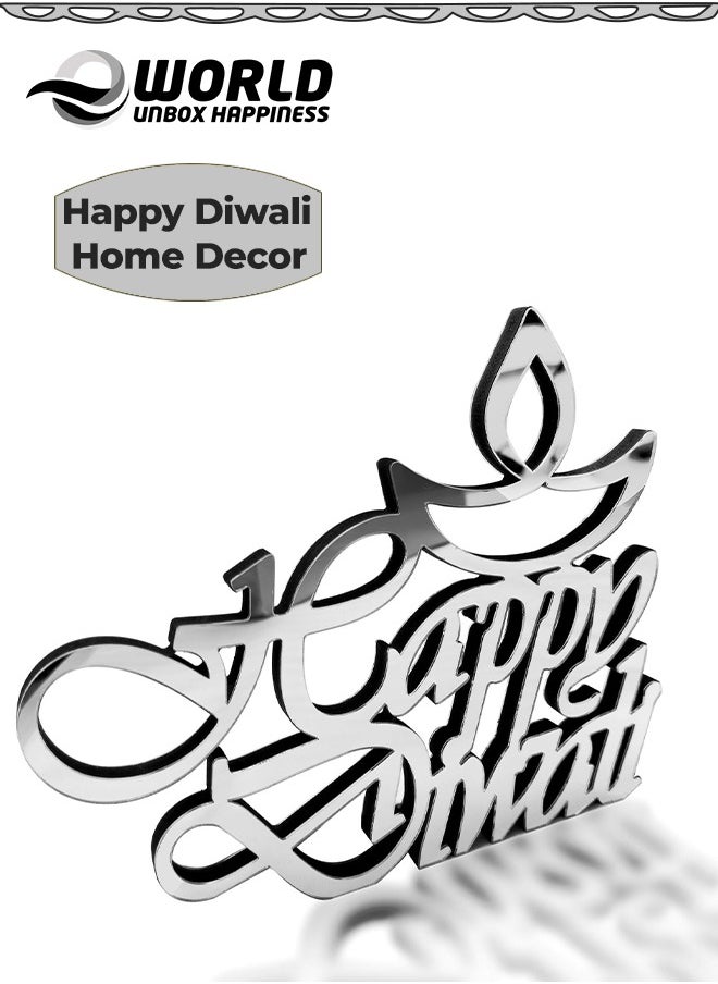 Exquisite Roman Calligraphy MDF Decors, Celebrate Diwali with Elegant Home Decor Wall Art, Perfect Free-Standing Tabletop and Shelf Accents for a Joyous Festival (Siler/Gold)