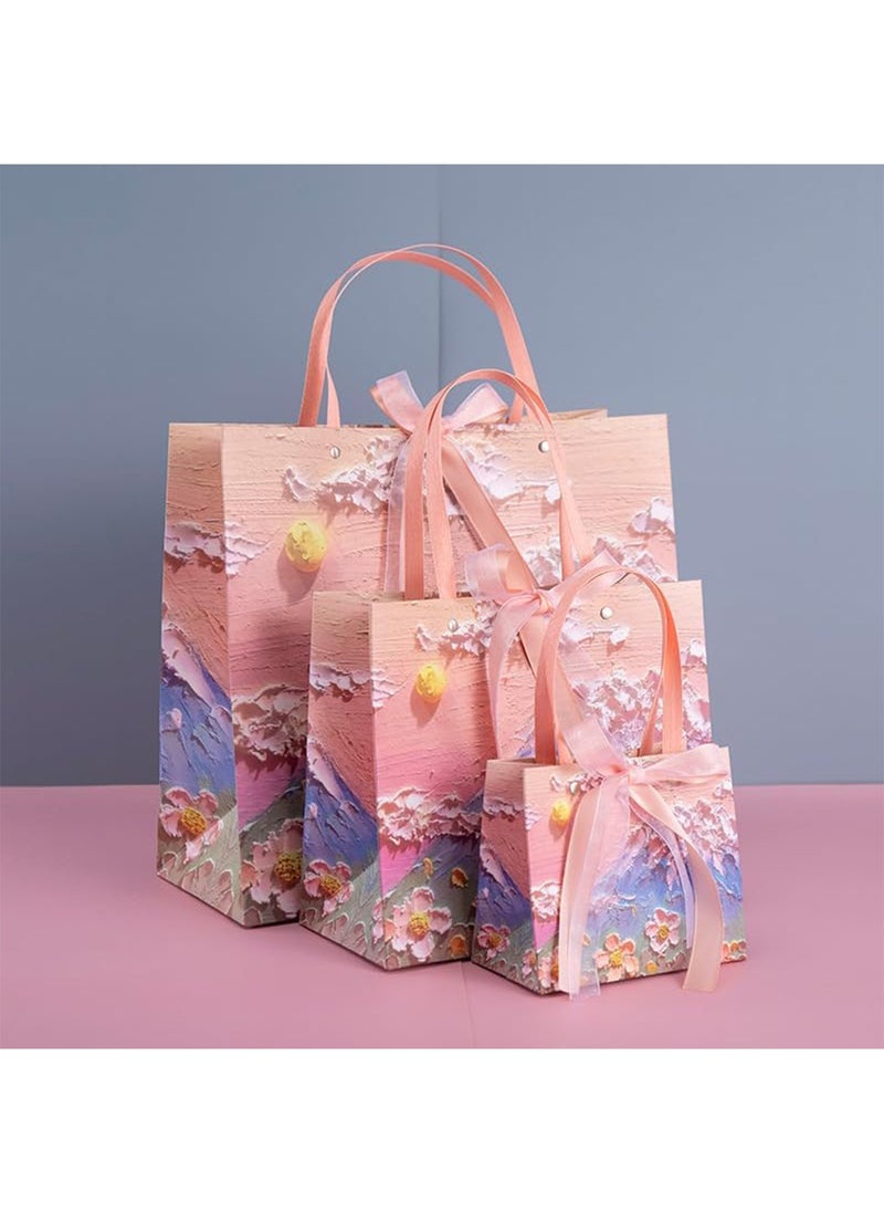 Gift Bag 5pcs with Handle for Presents Oil Painting A Bag Full of Smiles Wrapped with Love and Happiness