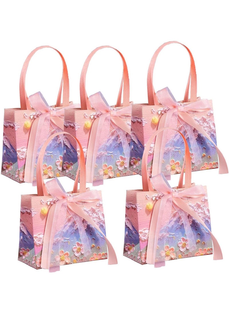 Gift Bag 5pcs with Handle for Presents Oil Painting A Bag Full of Smiles Wrapped with Love and Happiness