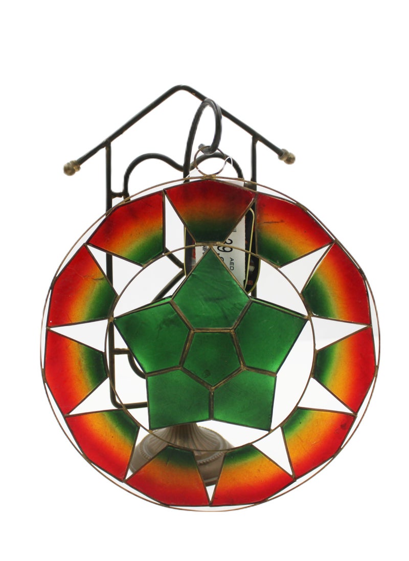 PHILIPPINE CHRISTMAS HANDMADE HANGING DECORATION STAR RING WITH SHELL WORK 22 CM