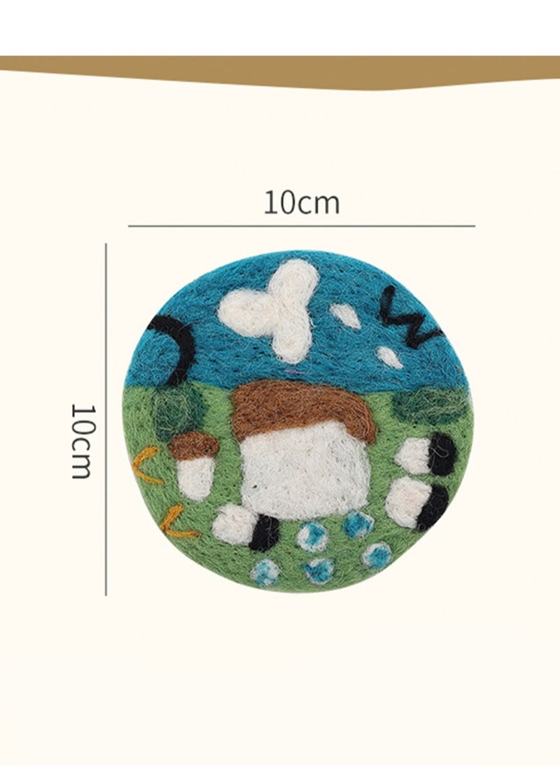 Wool Felt Coasters, Handmade Coasters, Beverage Coasters For Office And Home Desktop Decoration (Rural)