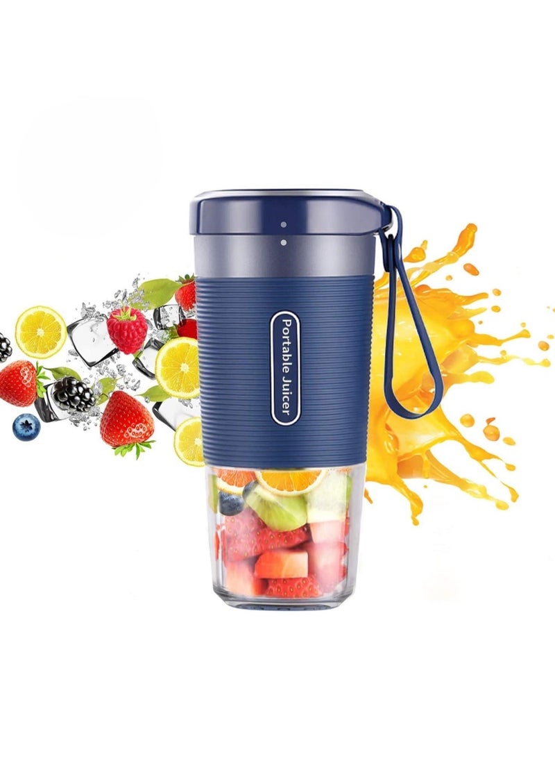 Blender Portable Stainless steel knife with two blades compact electric juicer juicer water bottle 1400 mAh battery and USB charging cable for use at home at work on the go and outdoors