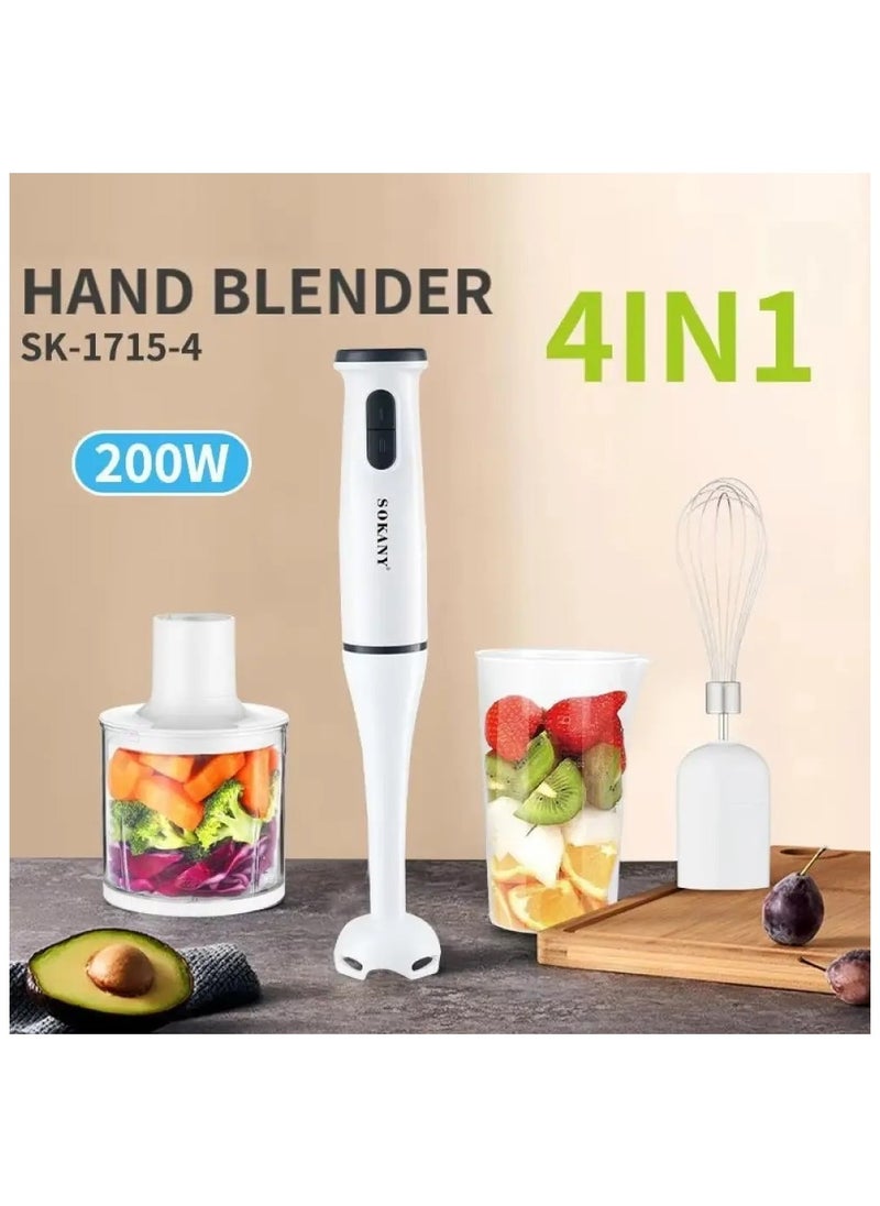 Sokany SK-1715-4 Hand Blender 4 in 1 with Plastic Wand 200W