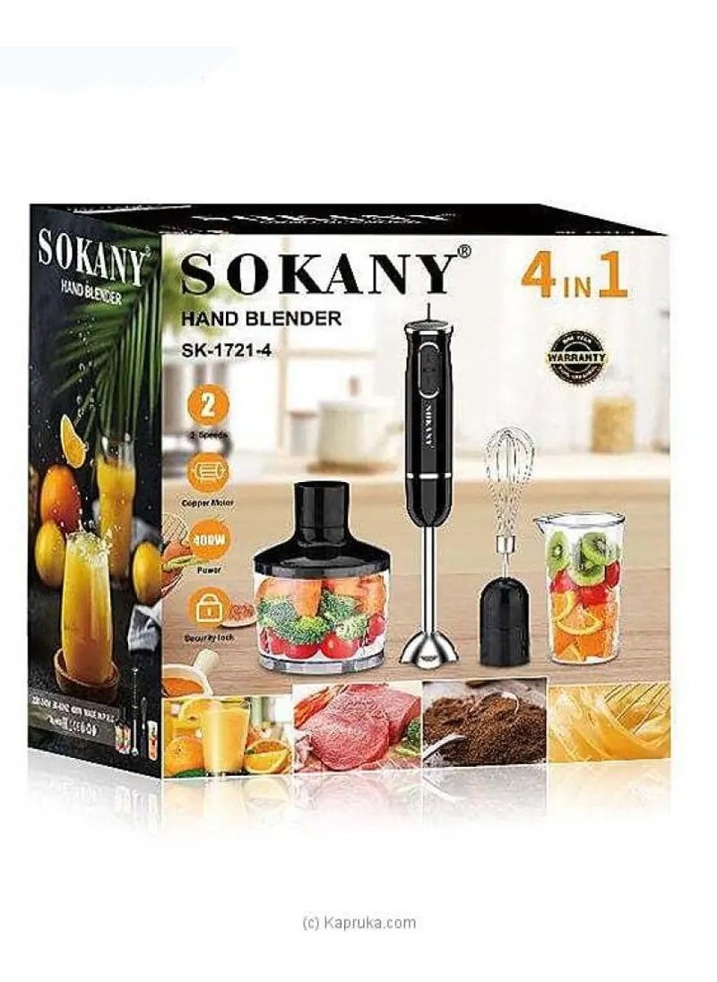 Sokany SK-1721-4 4-in-1 Multifunction Hand Blender Food Processor Electric Chopper 400W