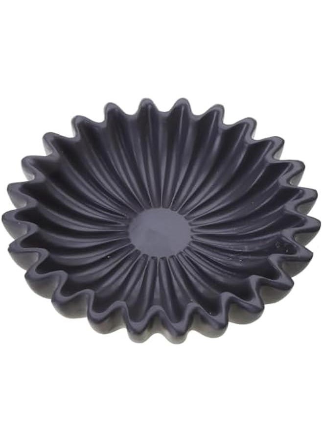 Scalloped Bowl Resin Decorative Tray Contemporary Decorative Bowl Resin Handicraft Fluted Ruffled Bowl For Home Decor Functional Kitchen Storage Tray, Black, large