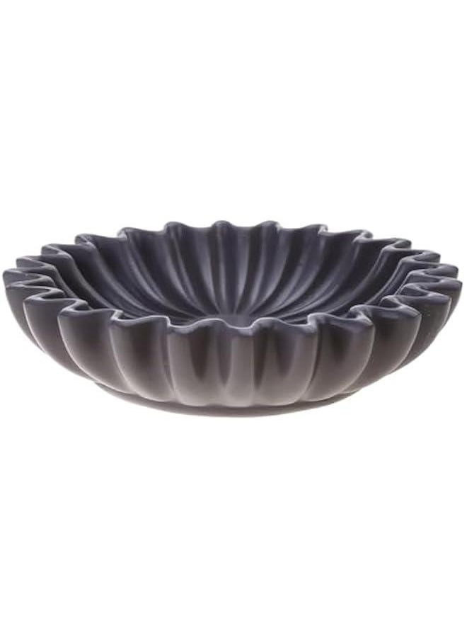 Scalloped Bowl Resin Decorative Tray Contemporary Decorative Bowl Resin Handicraft Fluted Ruffled Bowl For Home Decor Functional Kitchen Storage Tray, Black, large