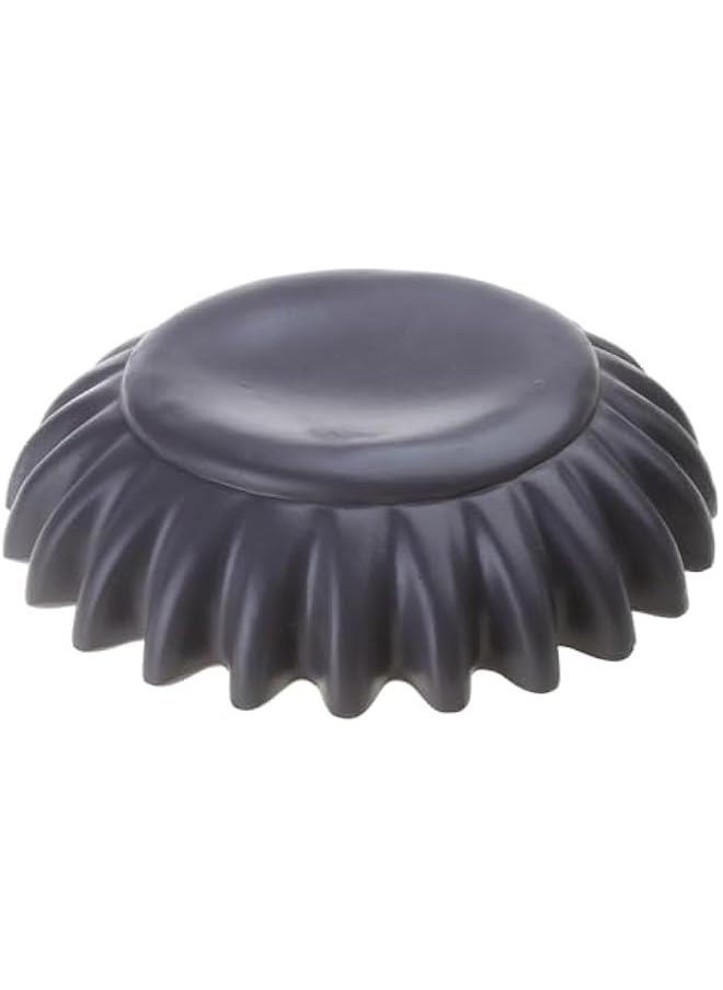 Scalloped Bowl Resin Decorative Tray Contemporary Decorative Bowl Resin Handicraft Fluted Ruffled Bowl For Home Decor Functional Kitchen Storage Tray, Black, large
