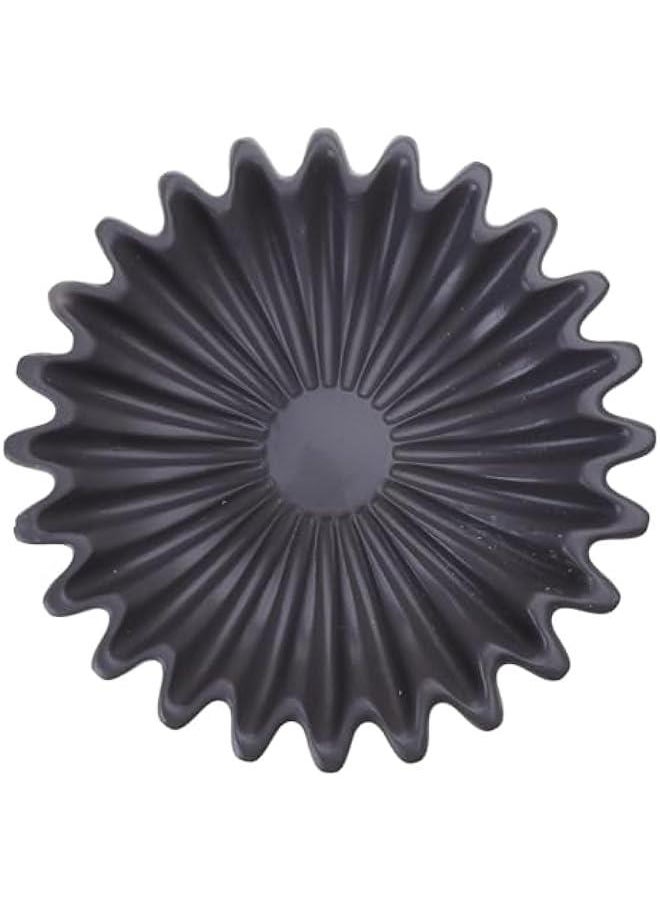 Scalloped Bowl Resin Decorative Tray Contemporary Decorative Bowl Resin Handicraft Fluted Ruffled Bowl For Home Decor Functional Kitchen Storage Tray, Black, large