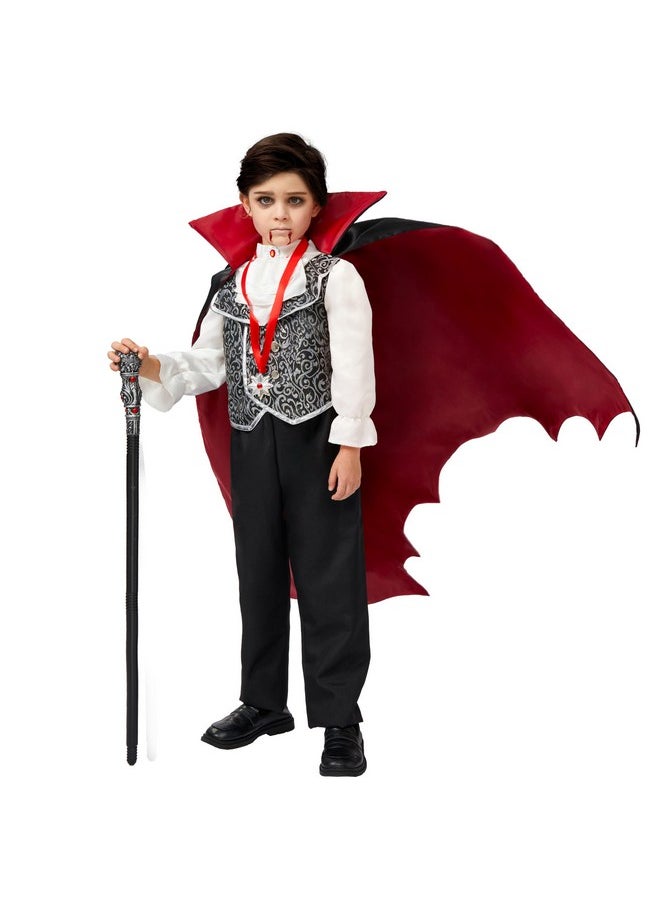 Grey Gothic Vampire Costume Deluxe Set For Boys, Kids Halloween Party Favors, Dress Up, Role Play