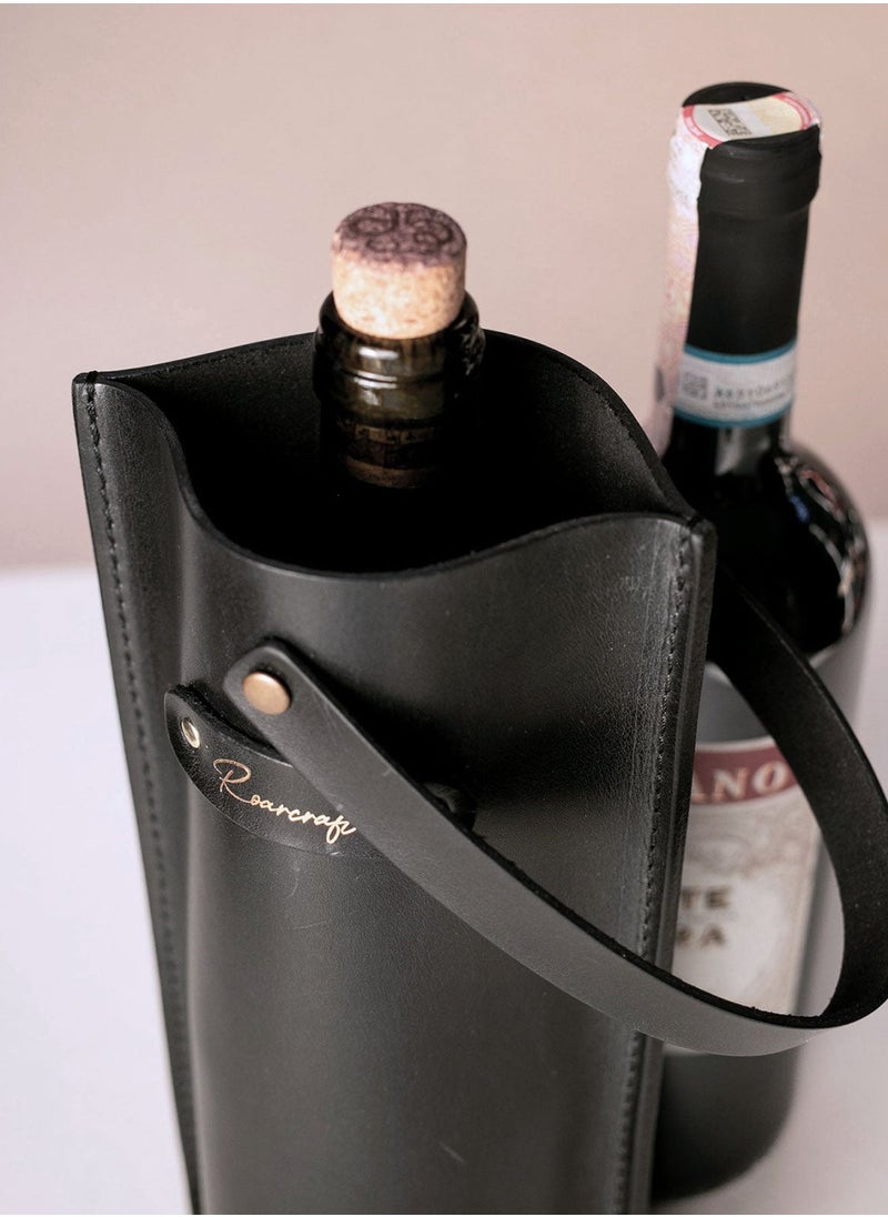 Leather Wine Bottle Case - Personalized Gift Wine Bag