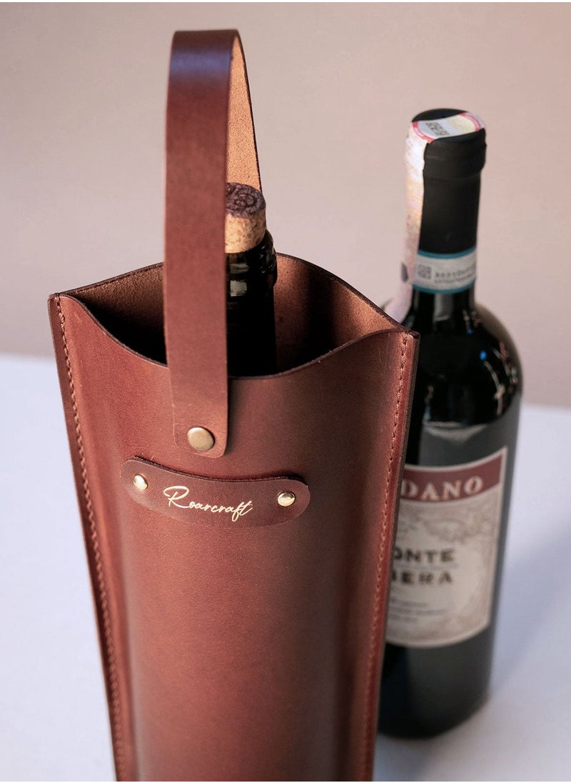 Leather Wine Bottle Case - Personalized Gift Wine Bag