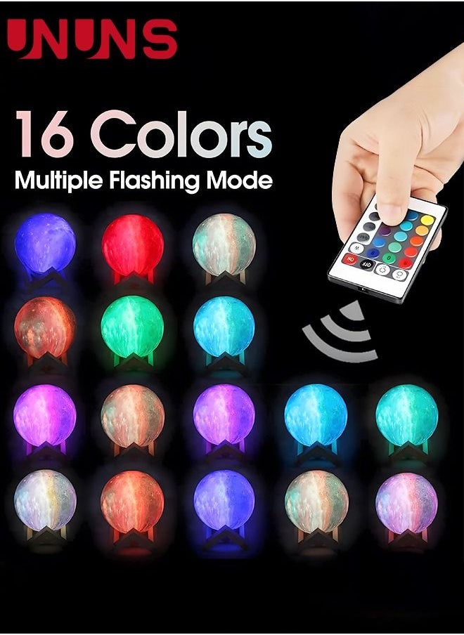 3D Printing Moon Lamp,5.9 Inch 16 Colors Mind-glowing Galaxy Moon Lamp With Stand And Remote Control,Bedroom Night Light Home Decor For Kids Gift