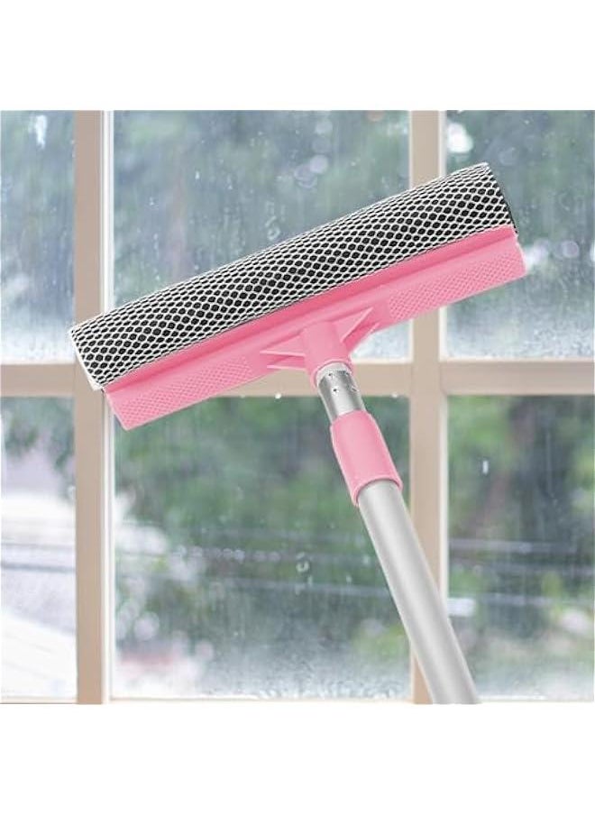 Window Squeegee for Window Cleaning Tool 2 in 1 Car Window Cleaning Squeegee with Extension Long Handle Car Windshield Cleaning Sponge and Rubber Squeegee, Auto Squeegee