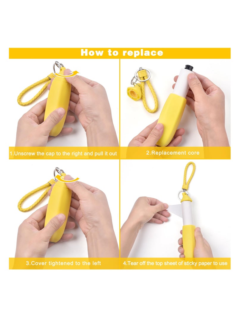 Banana Portable Lint Roller, Unique and Adorable Design, Portable and Convenient, High-Quality Adhesive for Solving The Awkward of Pet Hair on Clothes (1 * Lint Roller + 2 * Replacement Cores)