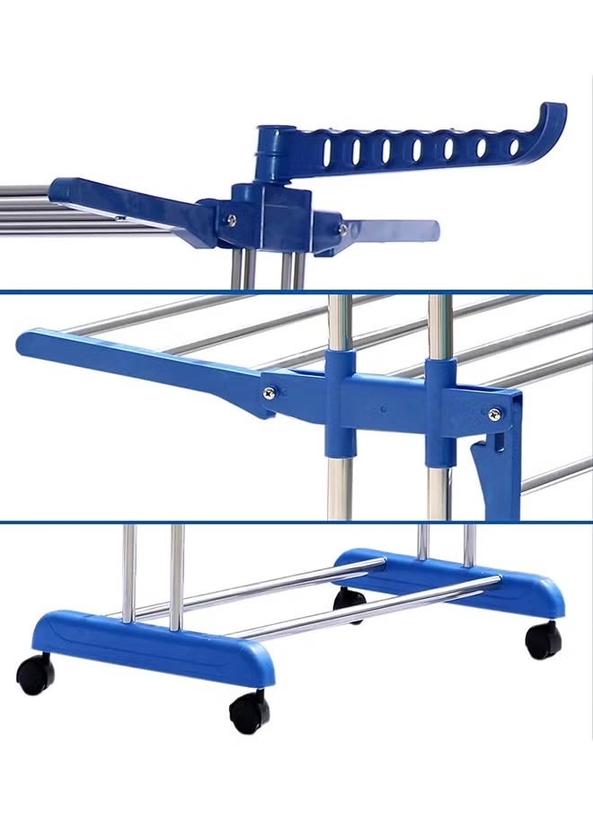 3 Layer Folding Drying Rack, Can Be Stored And Stored, Multi Function Drying Rack Blue
