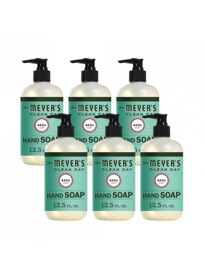 Mrs. Meyer's Hand Soap, Made with Essential Oils, Biodegradable Formula, Basil, 12.5 fl. oz - Pack of 6