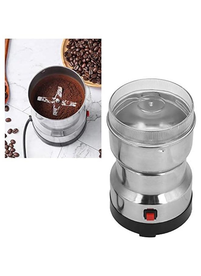 Electric Coffee Grinder, Portable Stainless Steel Coffee and Spice Grinder with Transparent Lid, Multifunction Grain Grinder Mill for Grinding Grains, Herb, Cereals, Nuts, Beans, Spices, etc(US)