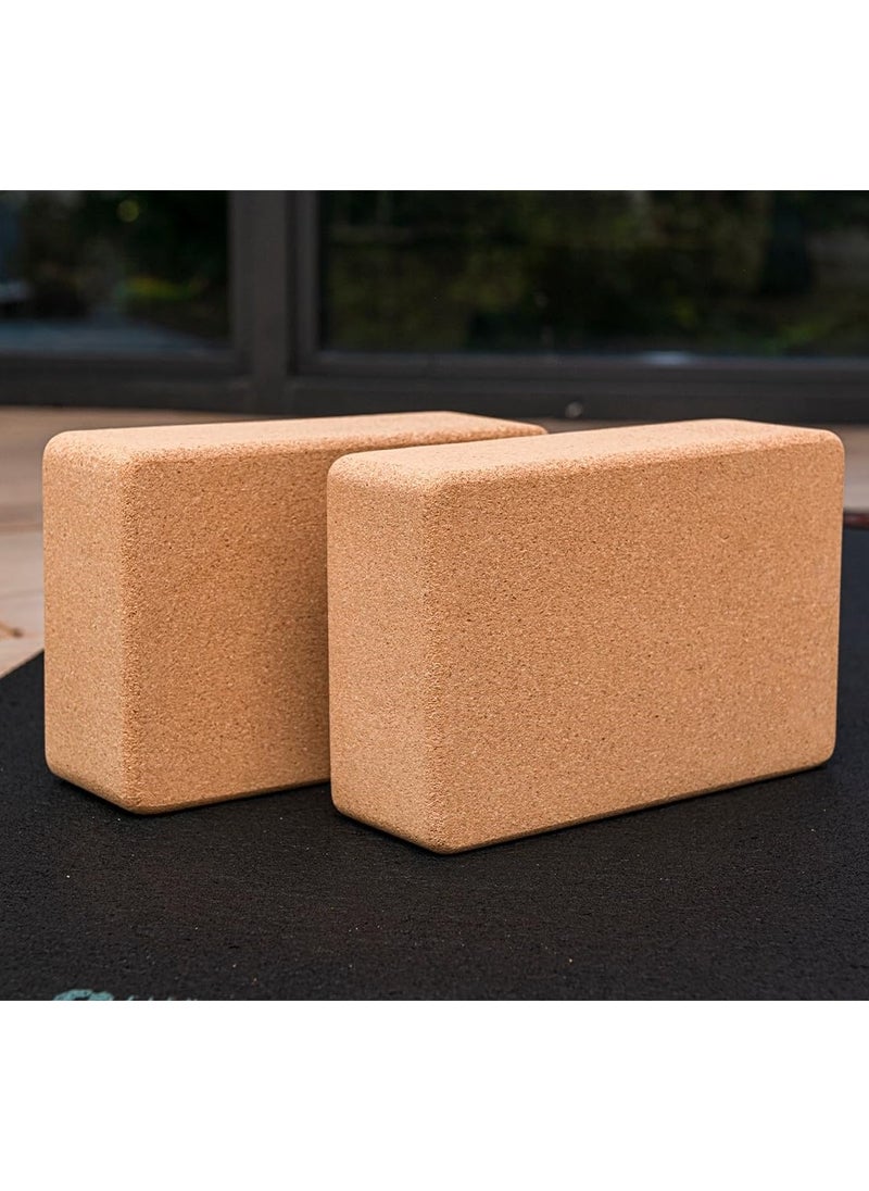 Cork Yoga Blocks, 2 Pack Yoga Blocks Natural Cork, High Density Yoga Block with Non Slip Surface, Lightweight and Moisture - Proof Cork Block, Perfect Yoga Accessories for Men and Women