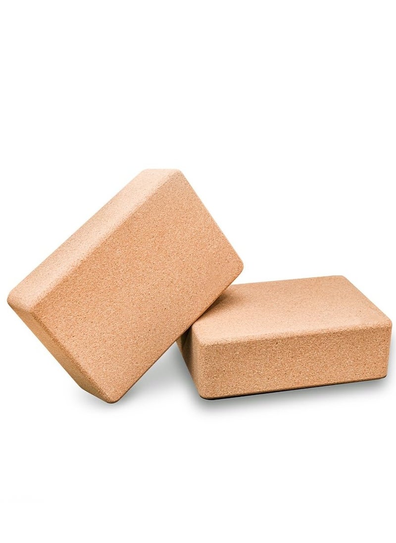 Cork Yoga Blocks, 2 Pack Yoga Blocks Natural Cork, High Density Yoga Block with Non Slip Surface, Lightweight and Moisture - Proof Cork Block, Perfect Yoga Accessories for Men and Women