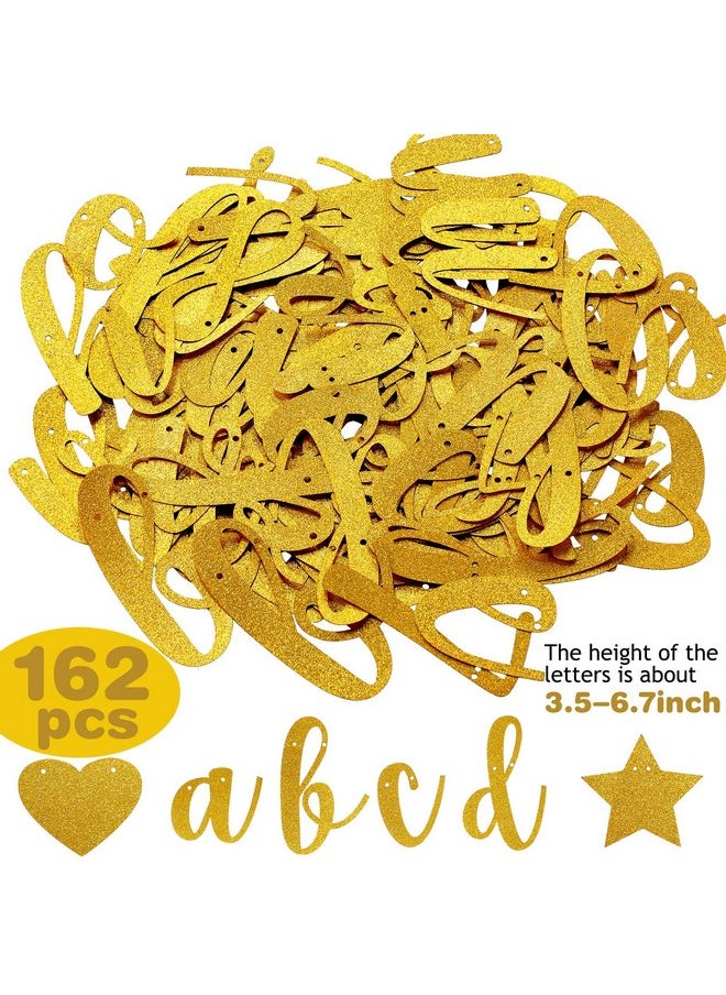 167 Pcs Diy Banner Kit Glitter Customizable Birthday Banner Glitter Make Your Own Banner Kit 162 Letters Symbols And Numbers 3 Rope For Birthday Halloween Wedding Christmas(Gold)