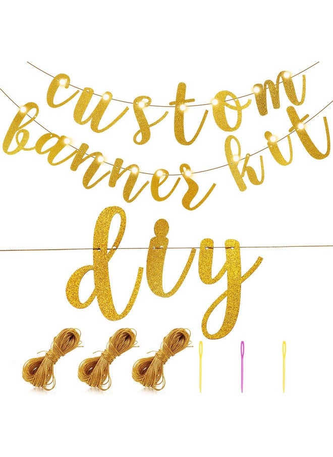 167 Pcs Diy Banner Kit Glitter Customizable Birthday Banner Glitter Make Your Own Banner Kit 162 Letters Symbols And Numbers 3 Rope For Birthday Halloween Wedding Christmas(Gold)