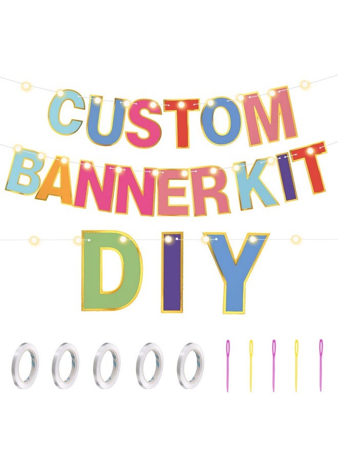 143 Pcs Diy Letter Banner Customizable Happy Birthday Banner Supplies Make Your Own Banner Include Letters, Numbers Symbol Rope Needles For Baby Shower Halloween Party Decorations(Multicolor)