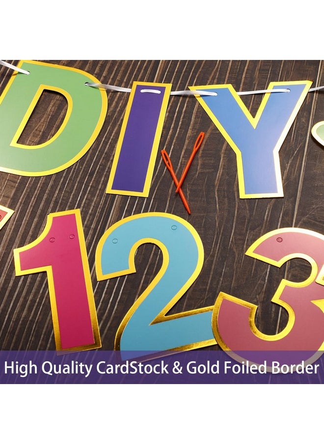 143 Pcs Diy Letter Banner Customizable Happy Birthday Banner Supplies Make Your Own Banner Include Letters, Numbers Symbol Rope Needles For Baby Shower Halloween Party Decorations(Multicolor)