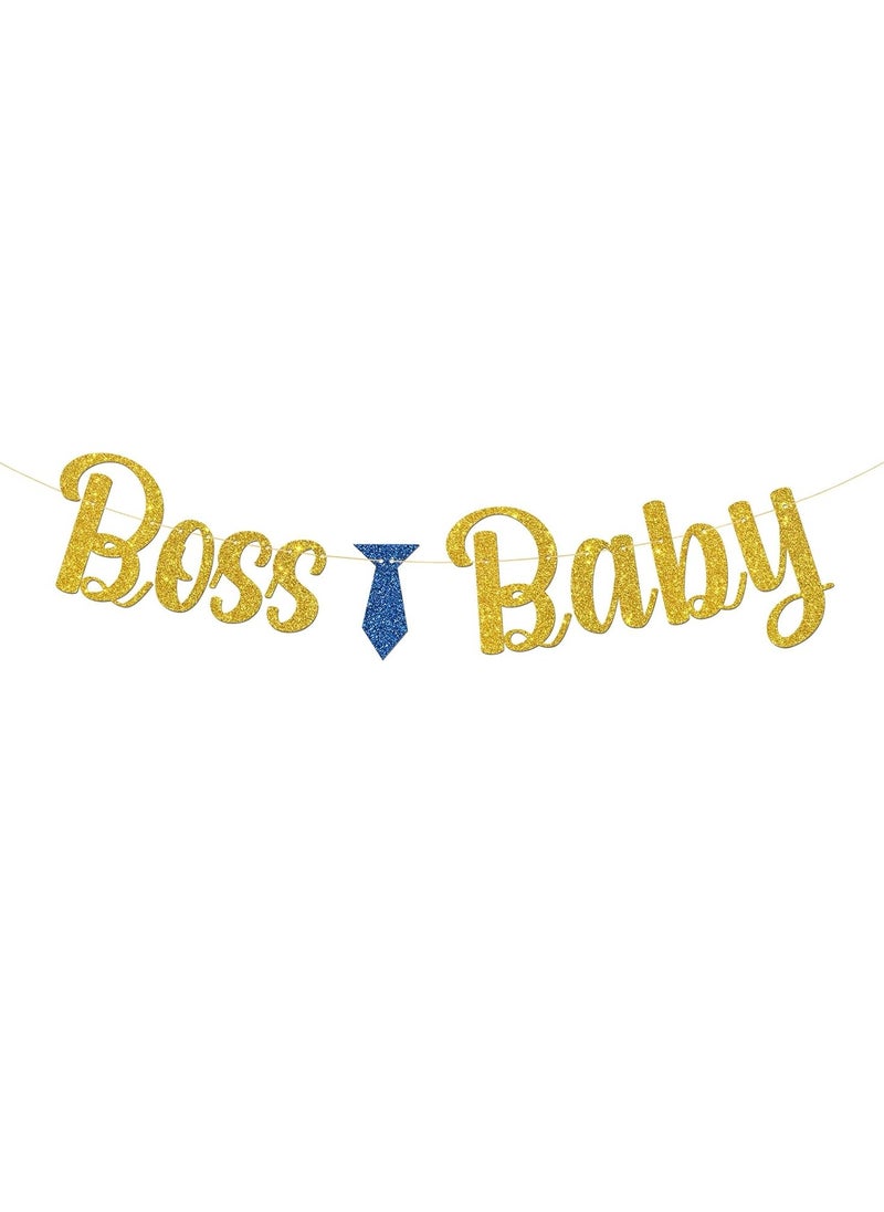 Boss Baby Banner / Baby Shower Party Decor / Boy's 1st Birthday Banner / Boss Birthday Party Decorations - Gold Glitter