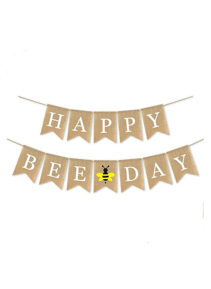 Happy Bee Day Banner Boy Girl Bumble Bee Themed Birthday Party Decoration