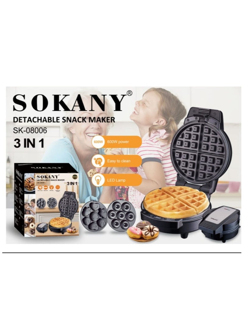 Sokany SK-7033 Meat Grinder Low Noise Chopping Meat Blender. 6.5L, Stainless Steel , 1500 Watt + Sokany 3 IN 1 Waffle Maker Bundle