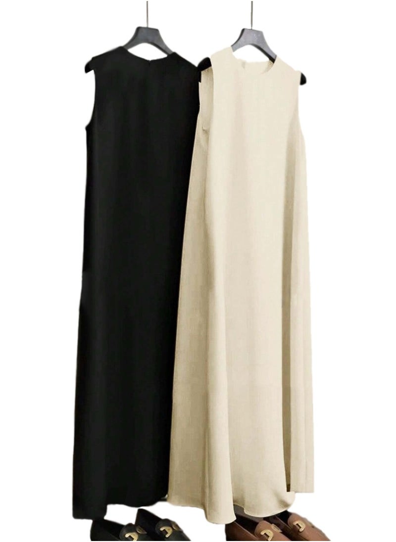 Sleeveless Black & White Abaya Inner Pack