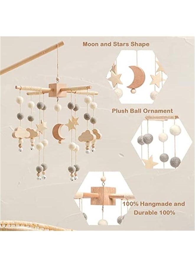 Nursery Mobile with Star and Moon Design for Baby Boys and Girls - Boho Decor for Infant Bedroom Hanging Decoration and Baby Shower Gift