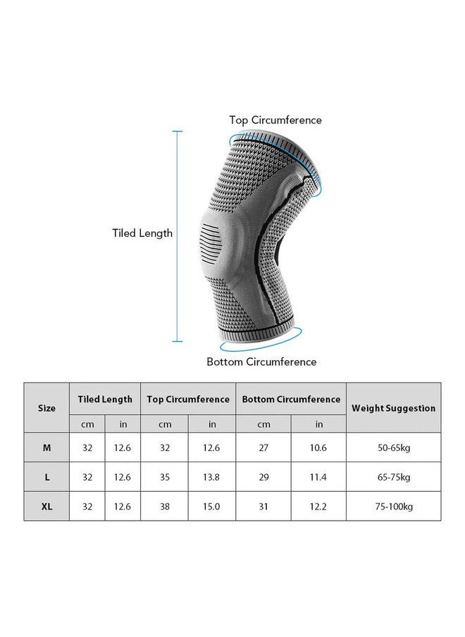 Knee Support Brace With Side Stabilizers Silicone Pad M Size