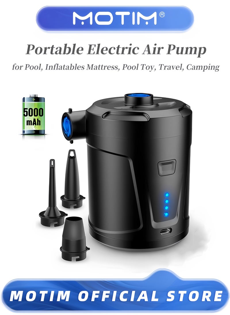 Power Pumps Portable Electric Air Pump with USB Quick Charging Pump for Pool Float Travel Camping Toy Mattress Raft 5000mAh Built-in Power