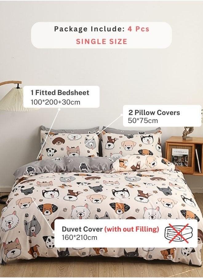 Single size 4 pcs duvet cover set Bedding set without filler.