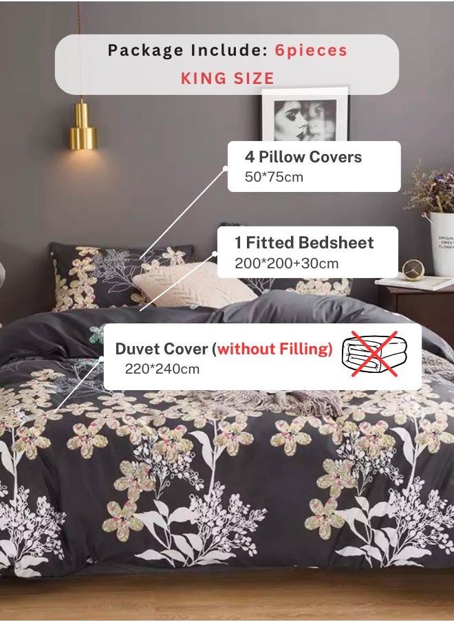 King size duvet cover set lovely flowers design.