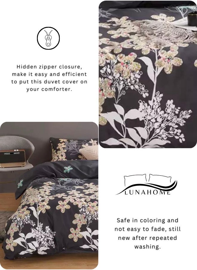 King size duvet cover set lovely flowers design.