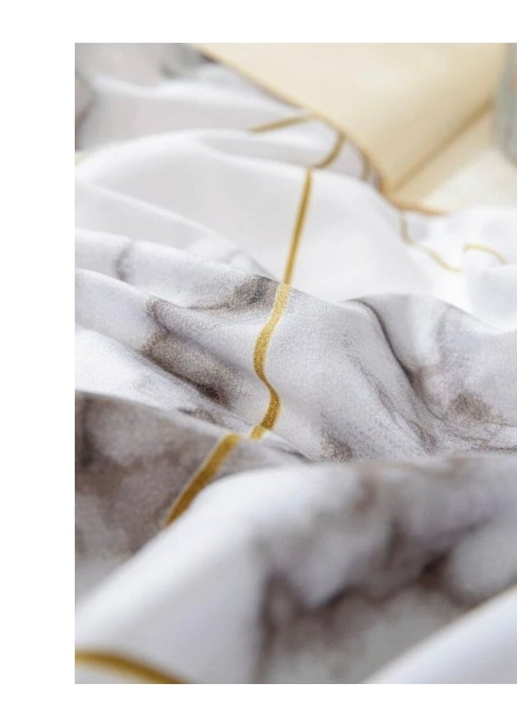 King size 6 piece without filler bedding set with marble design.