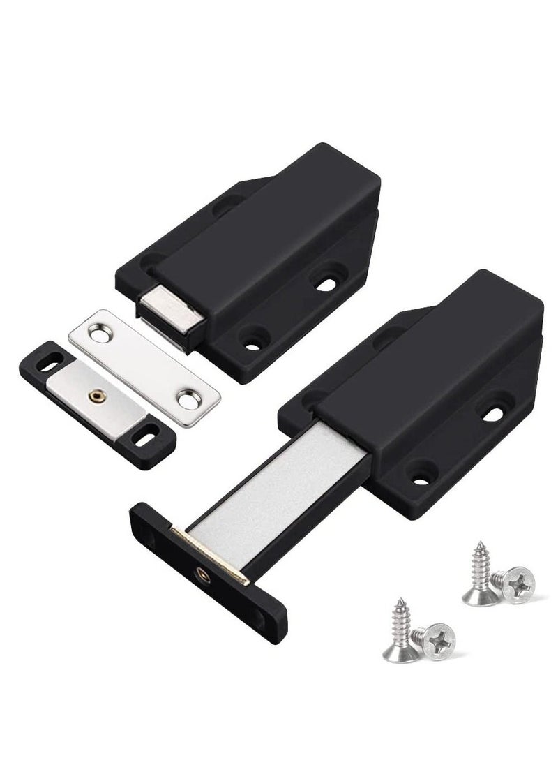 2 Pack Black Cabinet Door Bouncer Magnetic Touch Lock Push to Open Cabinet Hardware Latch with 12 Screws