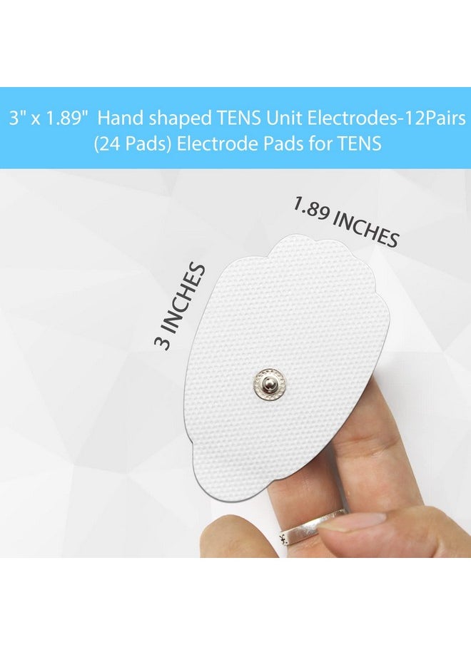 Tens Unit 24 Snap Tens Unit Electrode Pads Large Premium Tens Electrodes Reusable Up To 20-30 Times Per Electrode