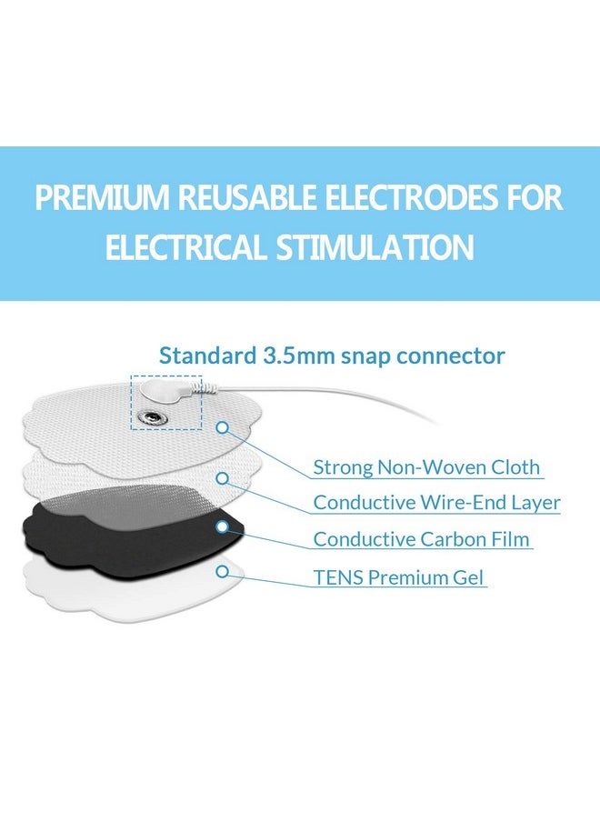 Tens Unit 24 Snap Tens Unit Electrode Pads Large Premium Tens Electrodes Reusable Up To 20-30 Times Per Electrode