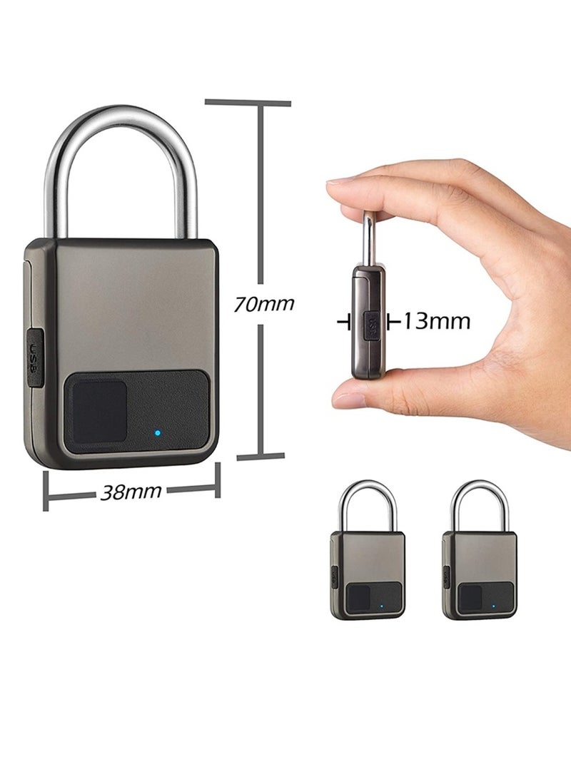 Fingerprint Padlock Waterproof Smart Keyless Security Lock with USB Charging for Bikes Gym Lockers and Luggage Set of 4