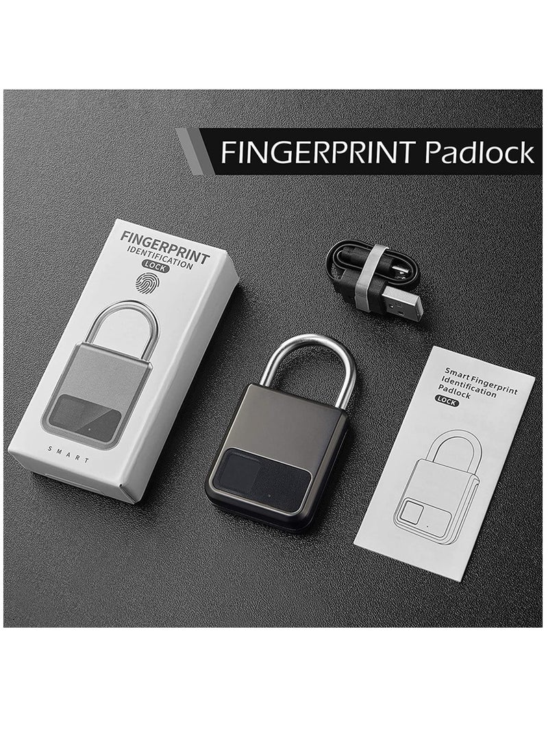 Fingerprint Padlock Waterproof Smart Keyless Security Lock with USB Charging for Bikes Gym Lockers and Luggage Set of 4