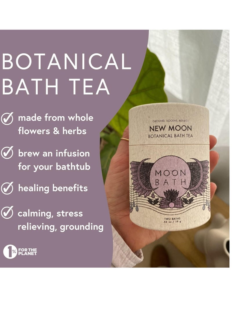 Moon Bath Botanical Bath Tea | New Moon Herbal Ayurvedic Bath Tea Soak w/Lavender, Jasmine & Chamomile for 2 Baths & Organic Body Care for Lunar Alignment | Made in USA