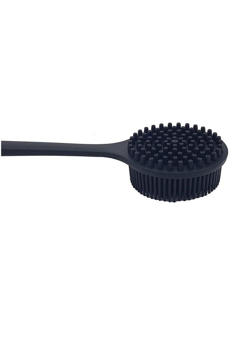 DNC Back Scrubber for Shower Soft Silicone Bath Body Brush with Long Handle (Black)