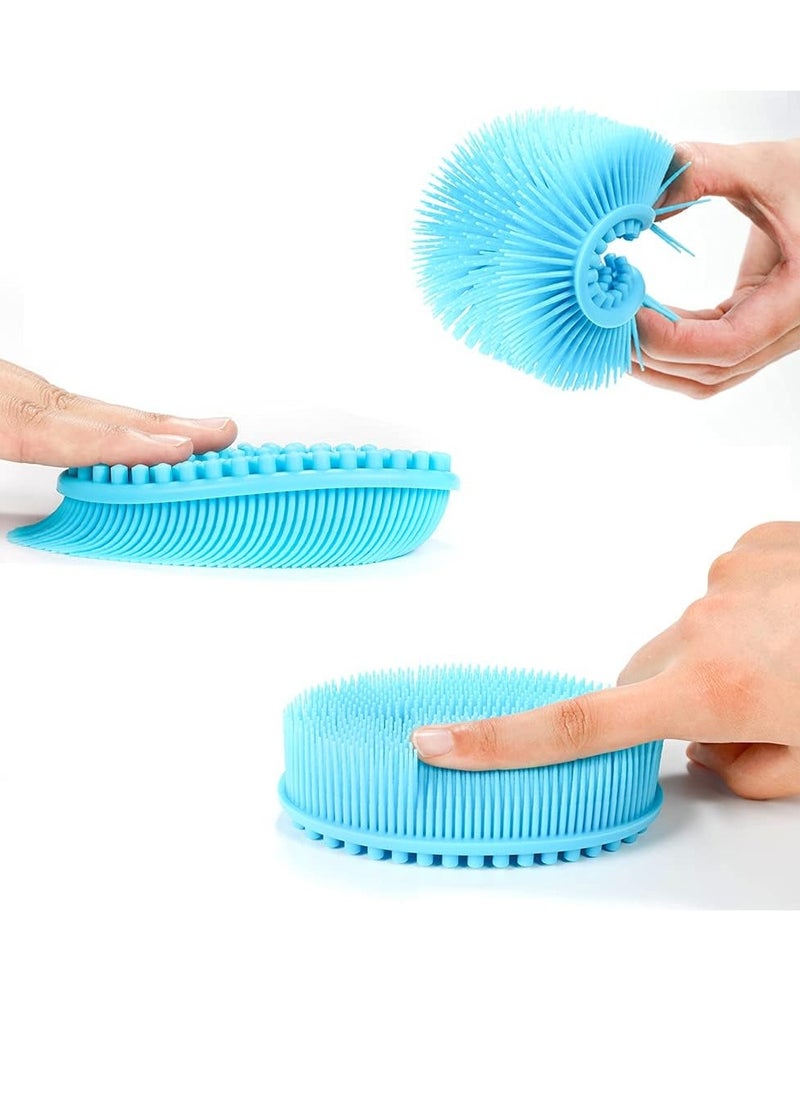 TDHDIKE Silicone Body Scrubber Loofah - Set of 3 Soft Exfoliating Body Bath Shower Scrubber Loofah Brush for Sensitive Kids Women Men All Kinds of Skin