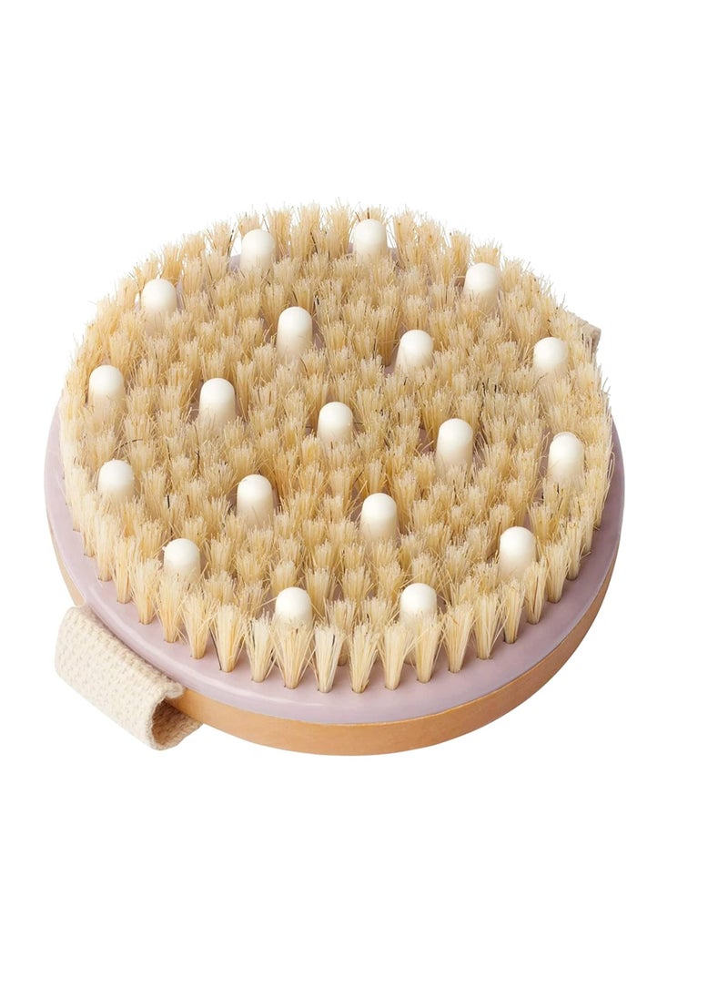 MainBasics Dry Brushing Body Brush for Lymphatic Drainage, Dry Skin, Cellulite, Blood Circulation with Exfoliating Natural Bristles and Massage Nodes for Flawless Skin