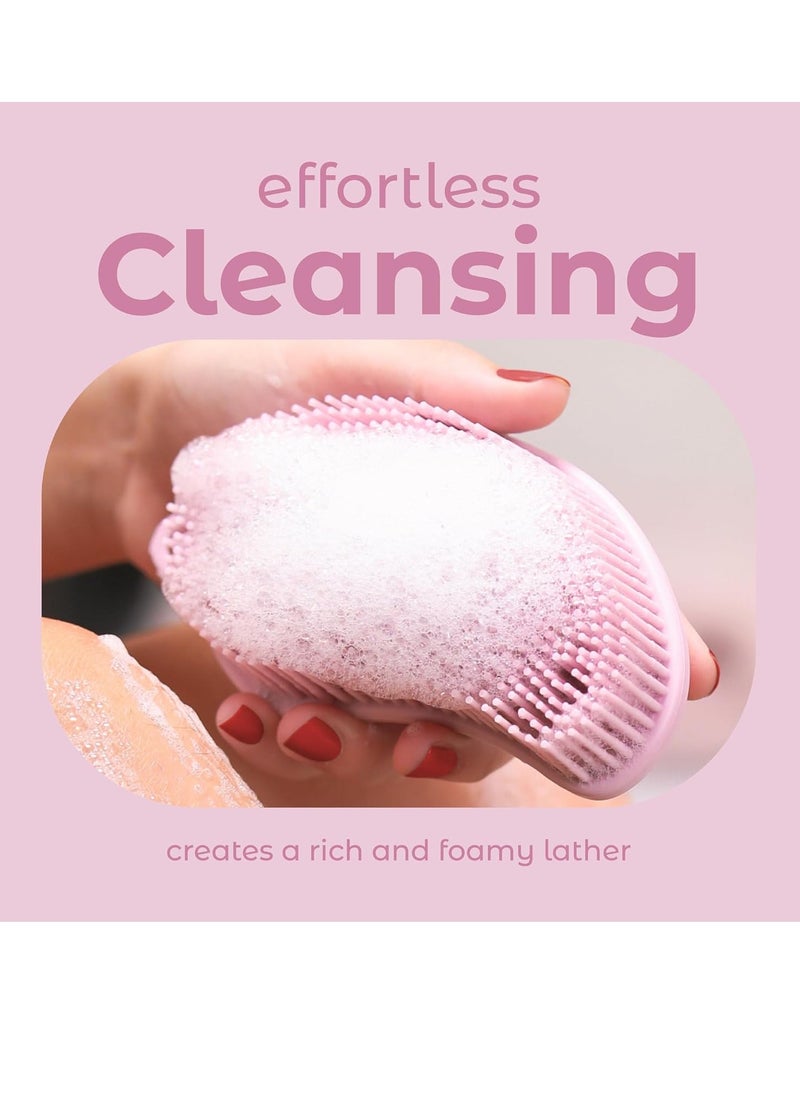 MainBasics Exfoliating Silicone Body Scrubber Pro 2-in-1 Shower Scrubber for Body, Silicone Loofah and Body Exfoliator (Pale Pink, Body + Exfoliate)